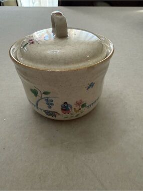 International/Intl China Stoneware Jar - Cream with Blue Backstamp